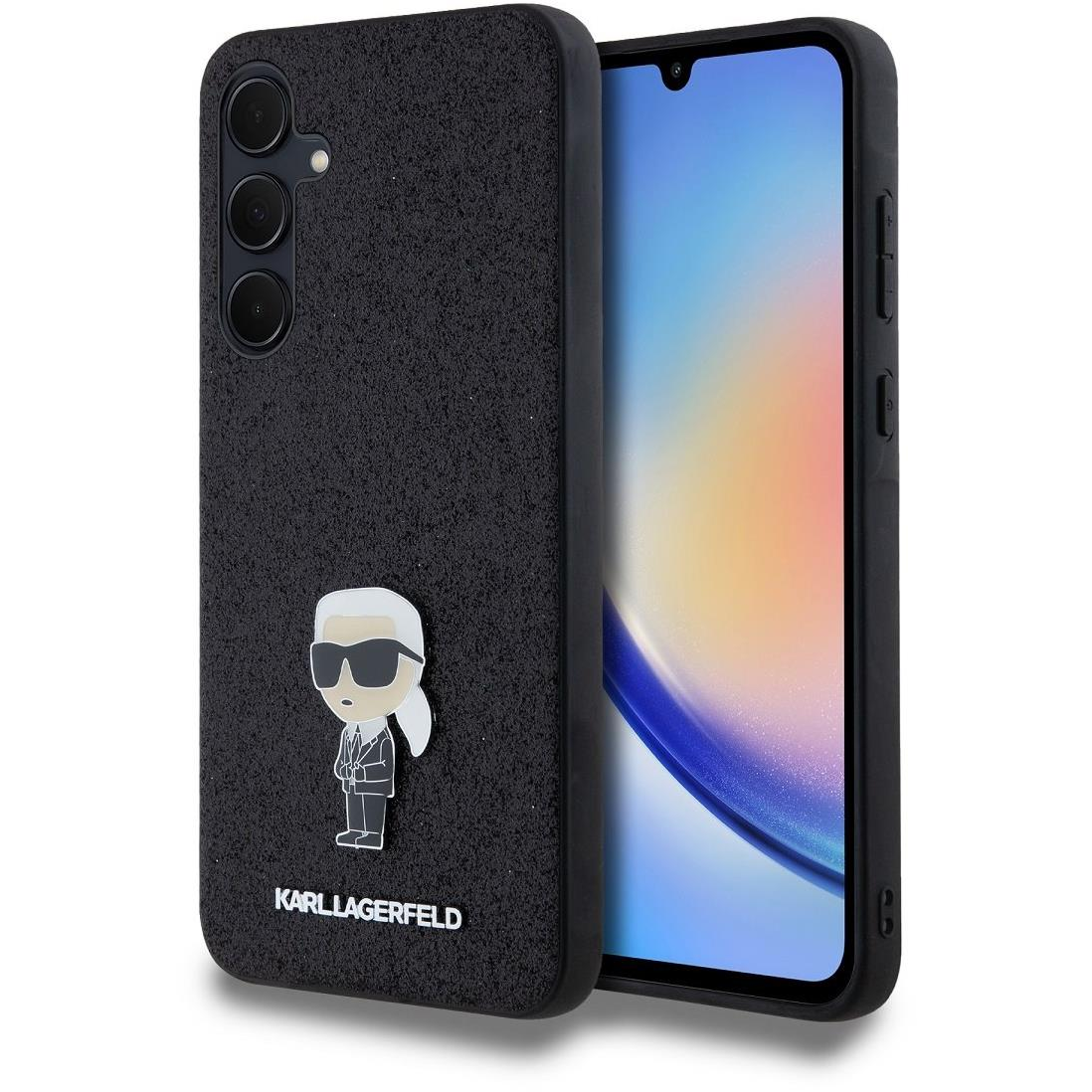 Karl Lagerfeld Fixed Glitter Metal Ikonik Samsung Galaxy A35 5G fekete tok (KLHCSA35GKNPSK)