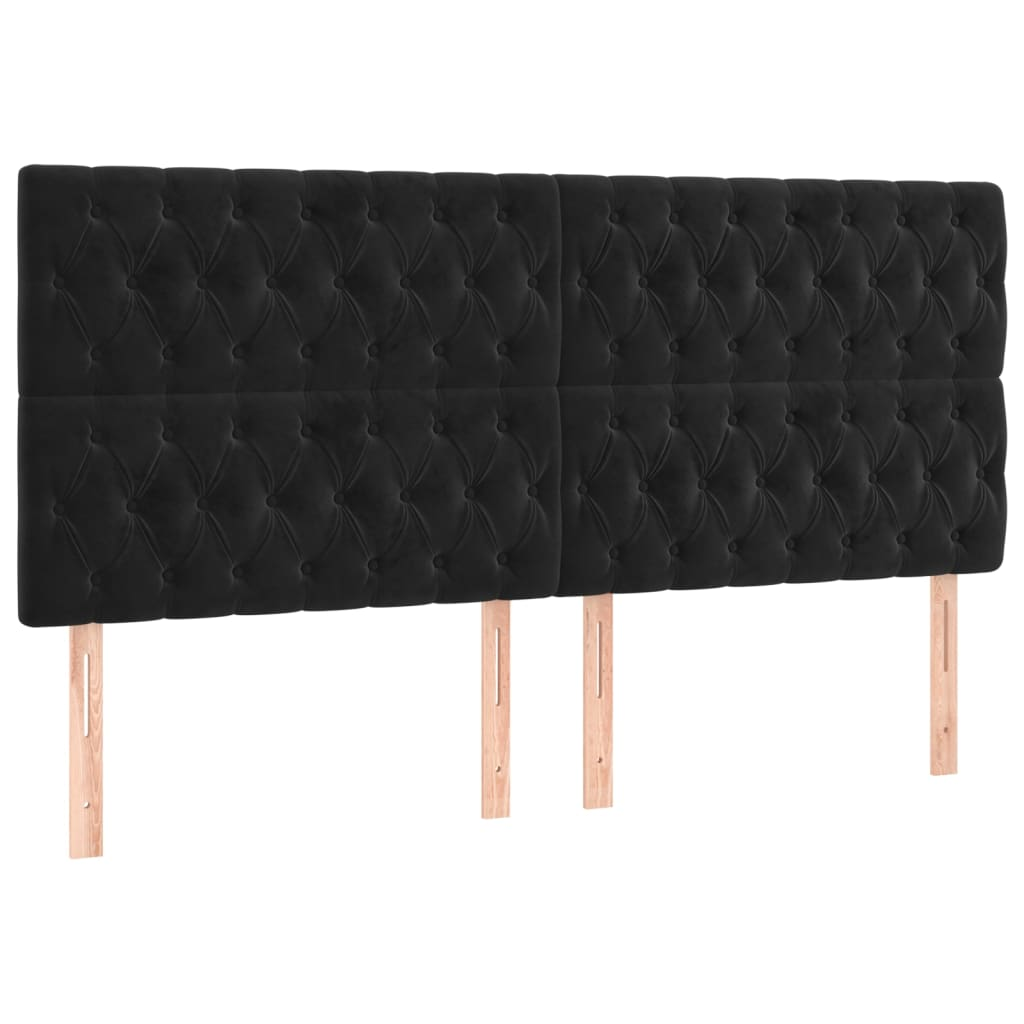 4 db fekete bársony fejtámla 90x7x78/88 cm (3116730)