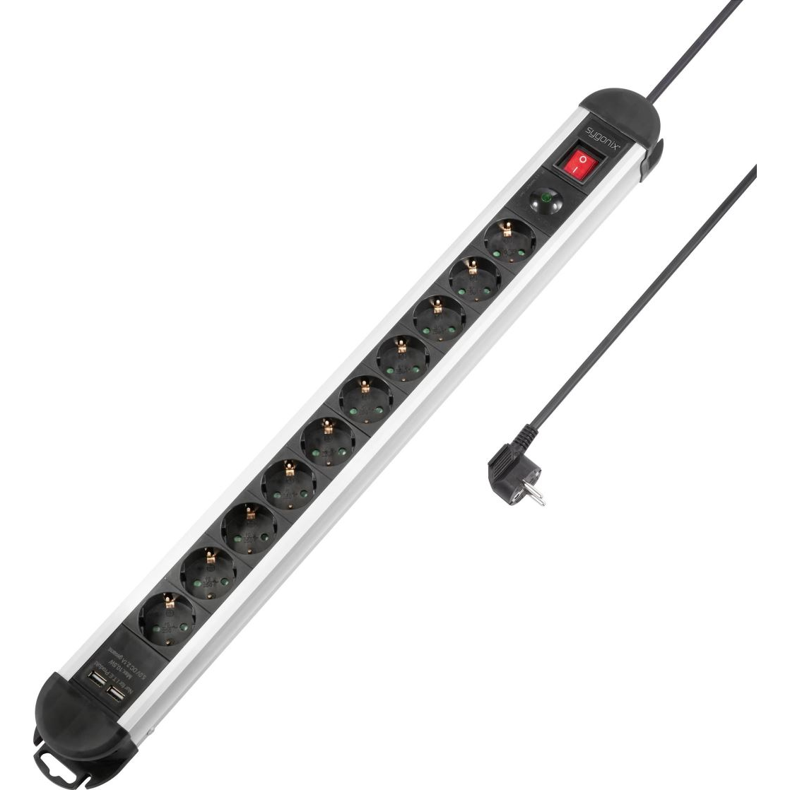 Sygonix SY-4755858 Túlfeszültség ellen védő elosztó Ezüst, Fekete Védőérintkezős 1,5m (SY-4755858)