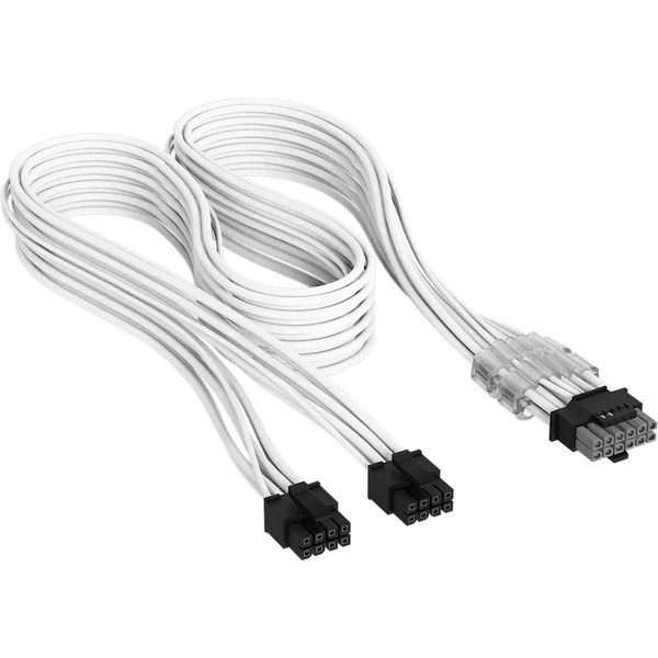 Corsair Elite Premium egyedileg fonott 2 db 8 tűs -> PCIe 12V-2x6 600W tápkábel - Type 5, fehér