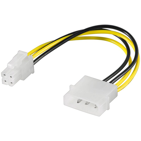 Akyga Molex - ATX/EPS 4-pin, 0.15m, žltá (AK-CA-12)