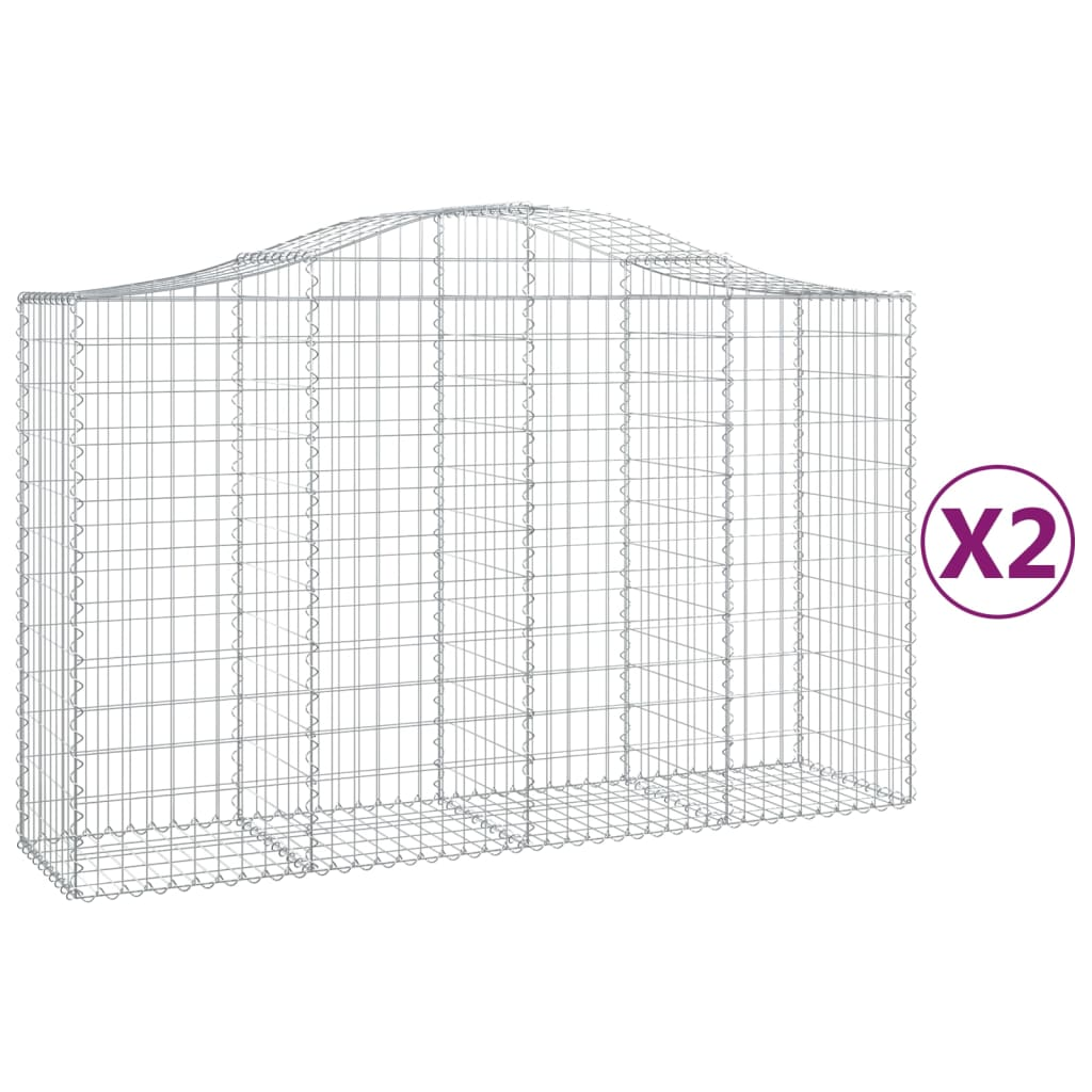 2 db íves horganyzott vas gabion kosár 200x50x120/140 cm (3145661)