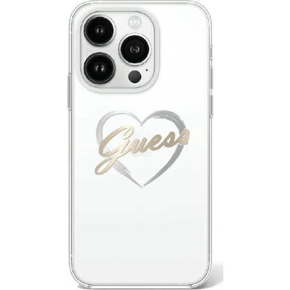 Guess IML Heart iPhone 16 Pro Max kemény hátlap tok, átlátszó GUHCP16XHCHGSPT (GUE4174)