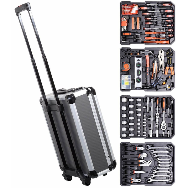 Алуминиев комплект инструменти 186 части, Компас, Метал, Многоцветен