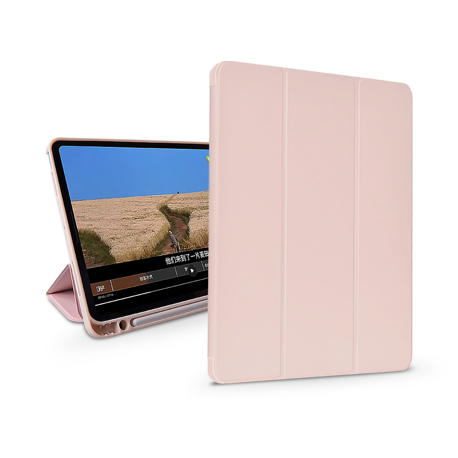 Apple iPad Air 4 (2020)/iPad Air 5 (2022) 10.9/iPad Pro 11 (2022) tablet tok (Smart Case) on/off funkcióval, Apple Pencil tartóval, mágneses töltővel - DeviaLeather Case With Pencil Slot - pink