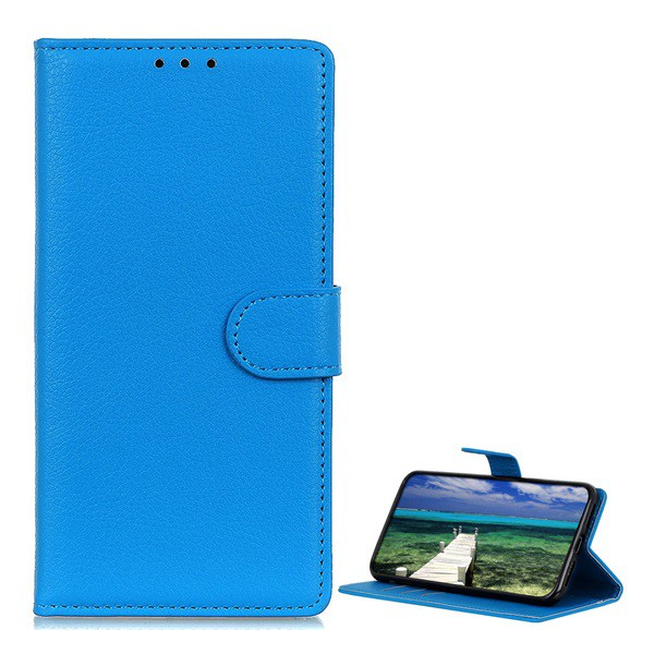Tok álló, bőr hatású (FLIP, oldalra nyíló, asztali tartó funkció, prémium) VILÁGOSKÉK [Samsung Galaxy S22 Plus 5G (SM-S906)] (5996591120324)