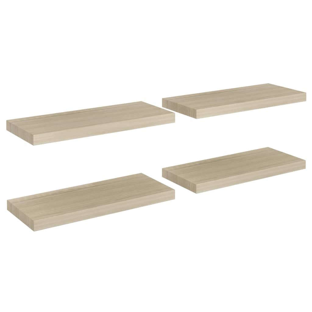 4 db tölgyszínű MDF fali polc 60 x 23,5 x 3,8 cm (323876)