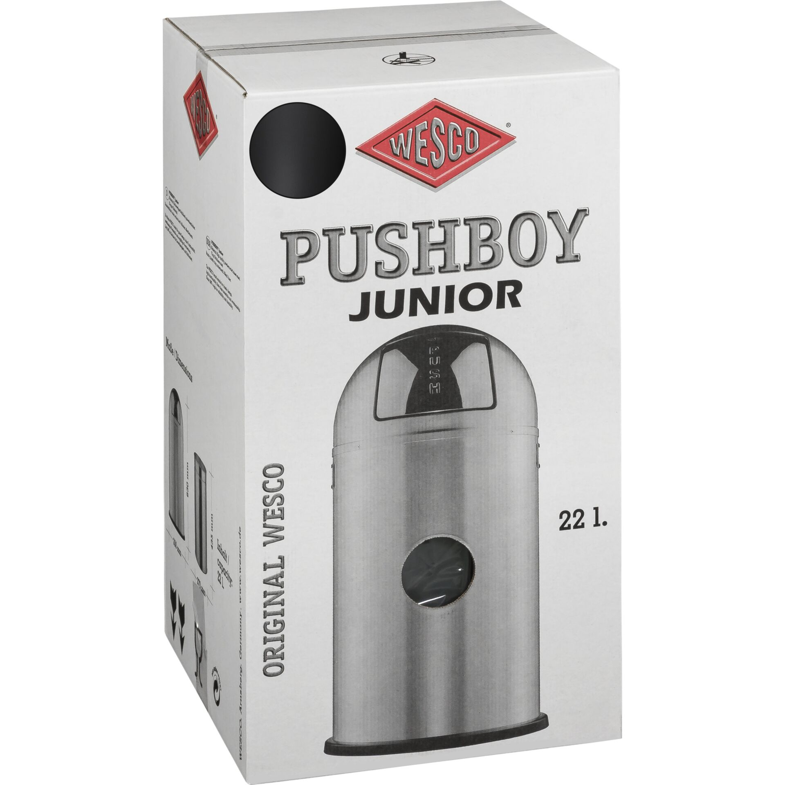 WESCO Pushboy Junior 22 literes nyomófedeles fém szemetes - Matt grafit (112788)