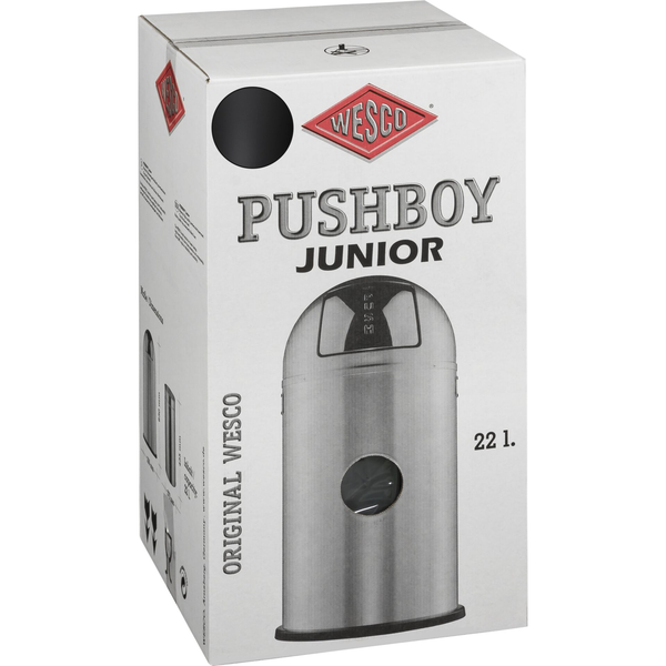 WESCO Pushboy Junior 22 literes nyomófedeles fém szemetes - Matt grafit
