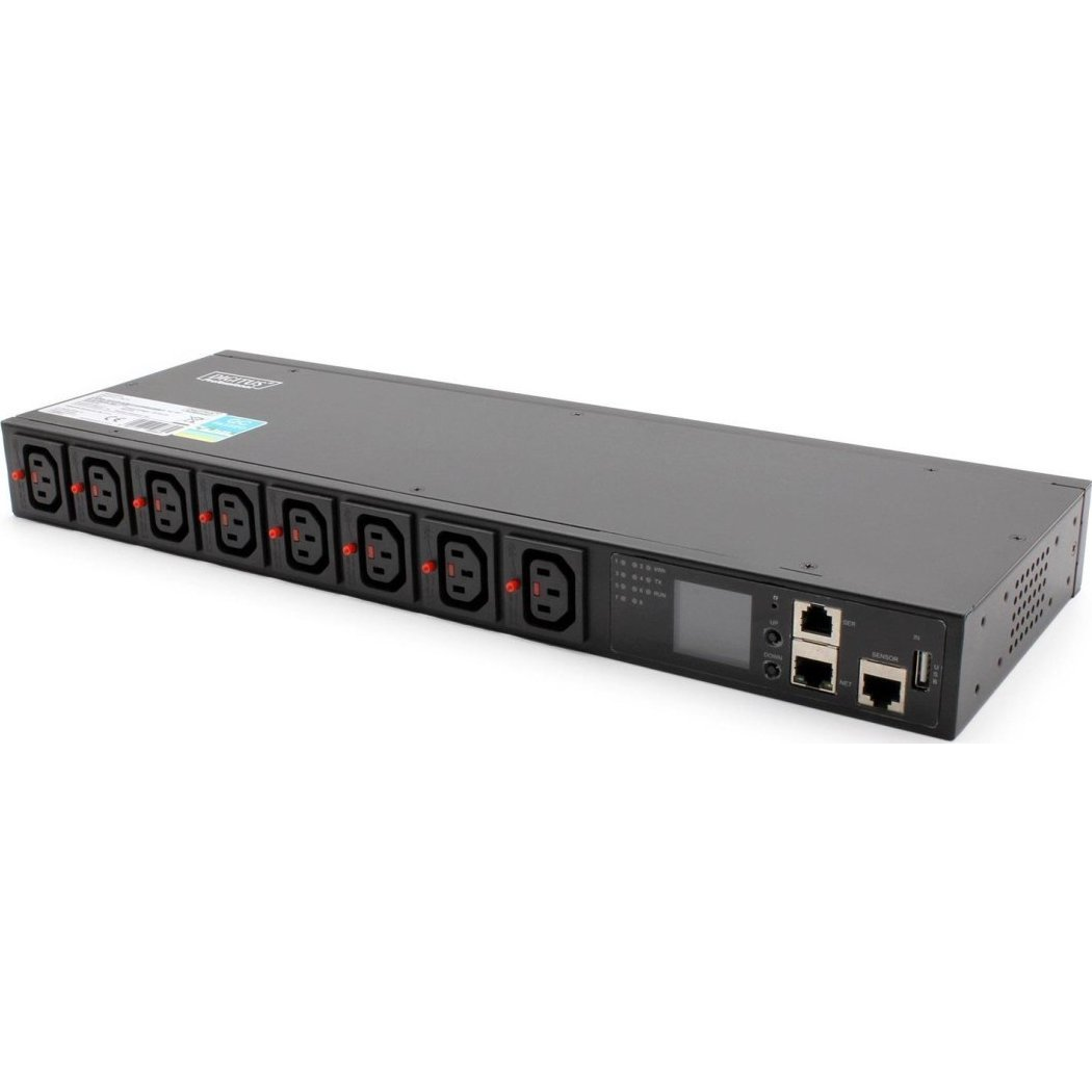 Digitus DN-DP-H-1-8C13 áramelosztó egység (PDU) 1U Fekete (DN-DP-H-1-8C13)