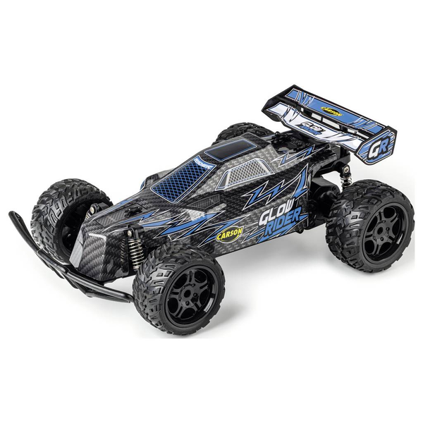 Carson Modellsport Glow Rider Kék 1:12 RC modellautó Elektro Buggy 100% RtR 2,4 GHz Akkuval, töltőkészülékkel és adóakkukkal