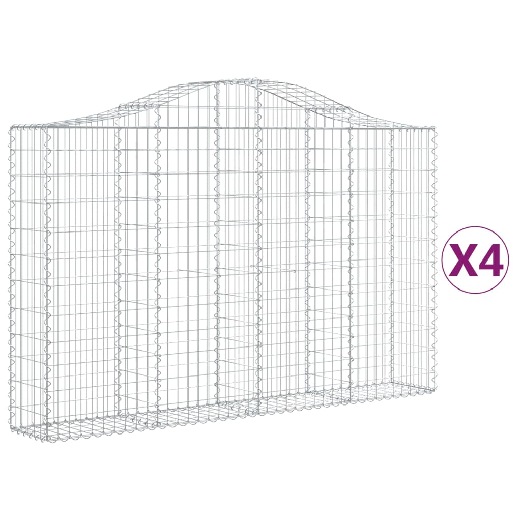 4 db íves horganyzott vas gabion kosár 200x30x120/140 cm (3145453)