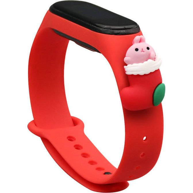 Hurtel Karácsonyi Csereszíj Xiaomi Mi Band 3/4 Piros Mikulás Motívummal (9145576220849)