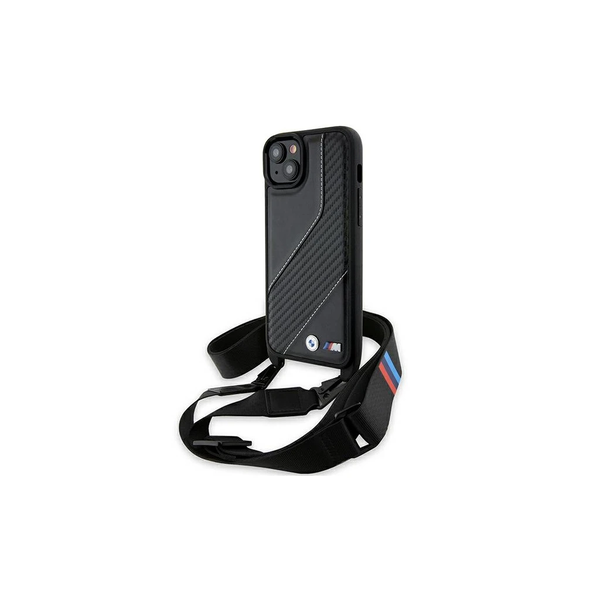 BMW BMHCP15M23PSCCK iPhone 15 Plus / 14 Plus 6.7” készülékhez merev tok M Edition Carbon Stripe & Stra fekete