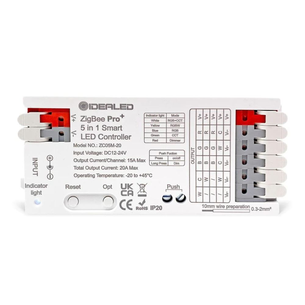 Gledopto Pro Zigbee+2.4GHz RF 5-in-1-ben LED vezérlés (GL-C-201P)