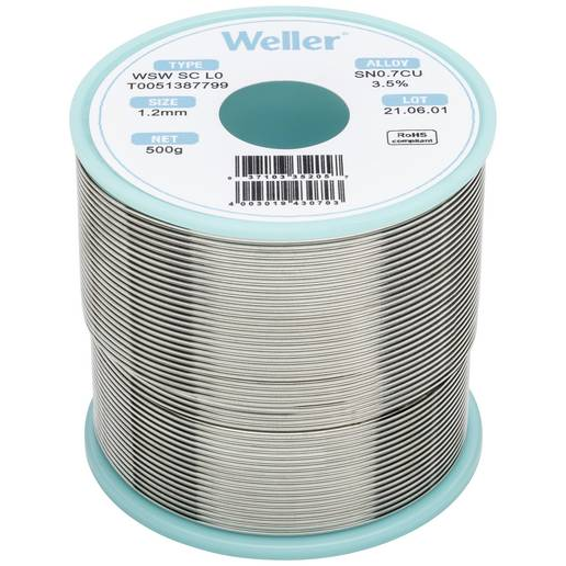 Weller Forrasztóón, ólommentes Sn0,7Cu 500 g 1.20 mm (T0051387799) (T0051387799)
