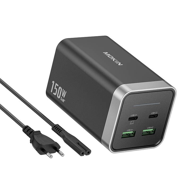 MOKiN PD150W 2xUSB-C és 2xUSB-A hálózati töltő fekete (GP0901) (GP0901)