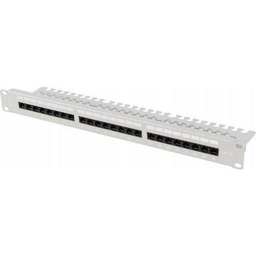LANBERG 19" Patchpanel 1U 24-Port CAT.5E UTP + Kabelorg. gr