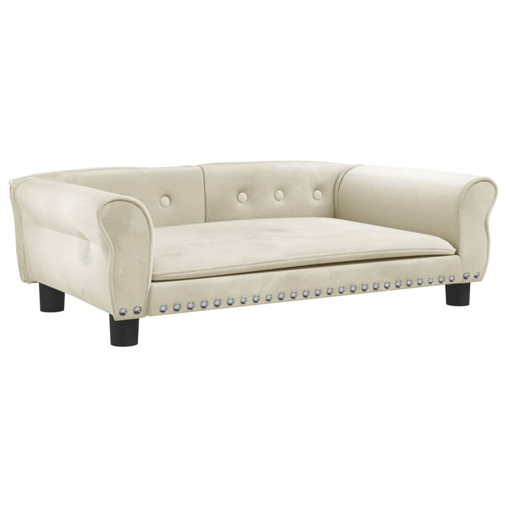 krémszínű bársony kutyaágy 95x55x30 cm (171816)