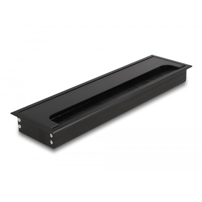 Delock Kábel tömítő/rendező asztalba szerelt változathoz kefével 300 x 80 x 28 mm méretű, fekete (66858) (66858)