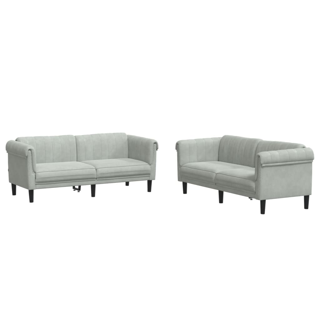 2 részes világosszürke bársony ülőgarnitúra (3209219)