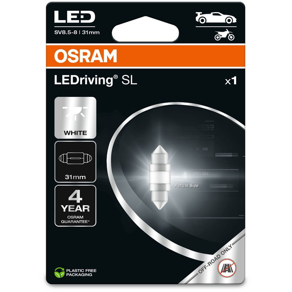 Bec Tubular Led 31mm C5W SV8.5-8 12 volti 1 Watt 6000k Osram 6438DWP-01B