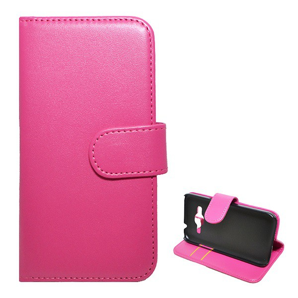 Tok álló, bőr hatású (FLIP, oldalra nyíló, asztali tartó funkció, prémium) RÓZSASZÍN [Samsung Galaxy Core Prime LTE (SM-G361)] (5996457531455)