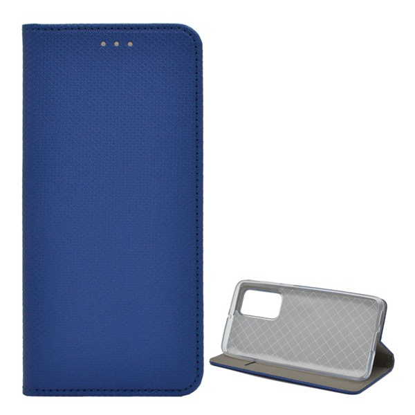 Tok álló, bőr hatású (FLIP, oldalra nyíló, asztali tartó funkció, rombusz minta) SÖTÉTKÉK [Huawei P40] (5996457954339)