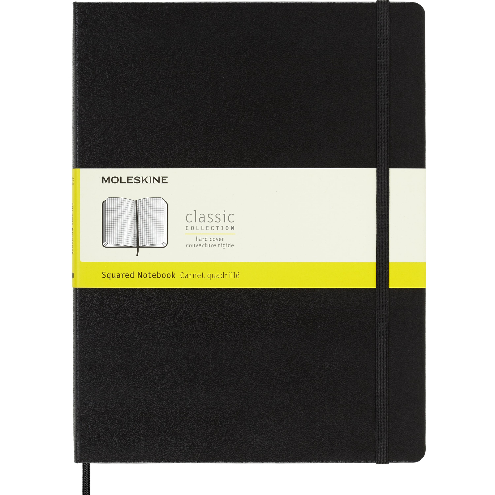 MOLESKINE XL, kemény kötés, kockás, fekete (QP091)