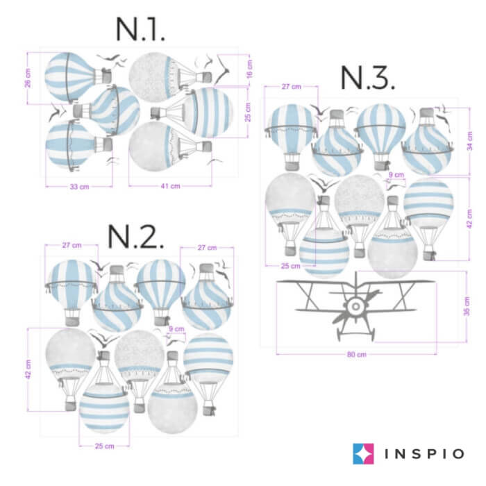 Falmatrica - Kék hőlégballonok N.3.- Hőlégballonok és repülő (9118f)
