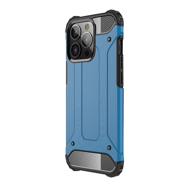 Defender műanyag telefonvédő (közepesen ütésálló, légpárnás sarok, szilikon belső, fémhatás) VILÁGOSKÉK [Apple iPhone 13 Pro] (5996591097411)