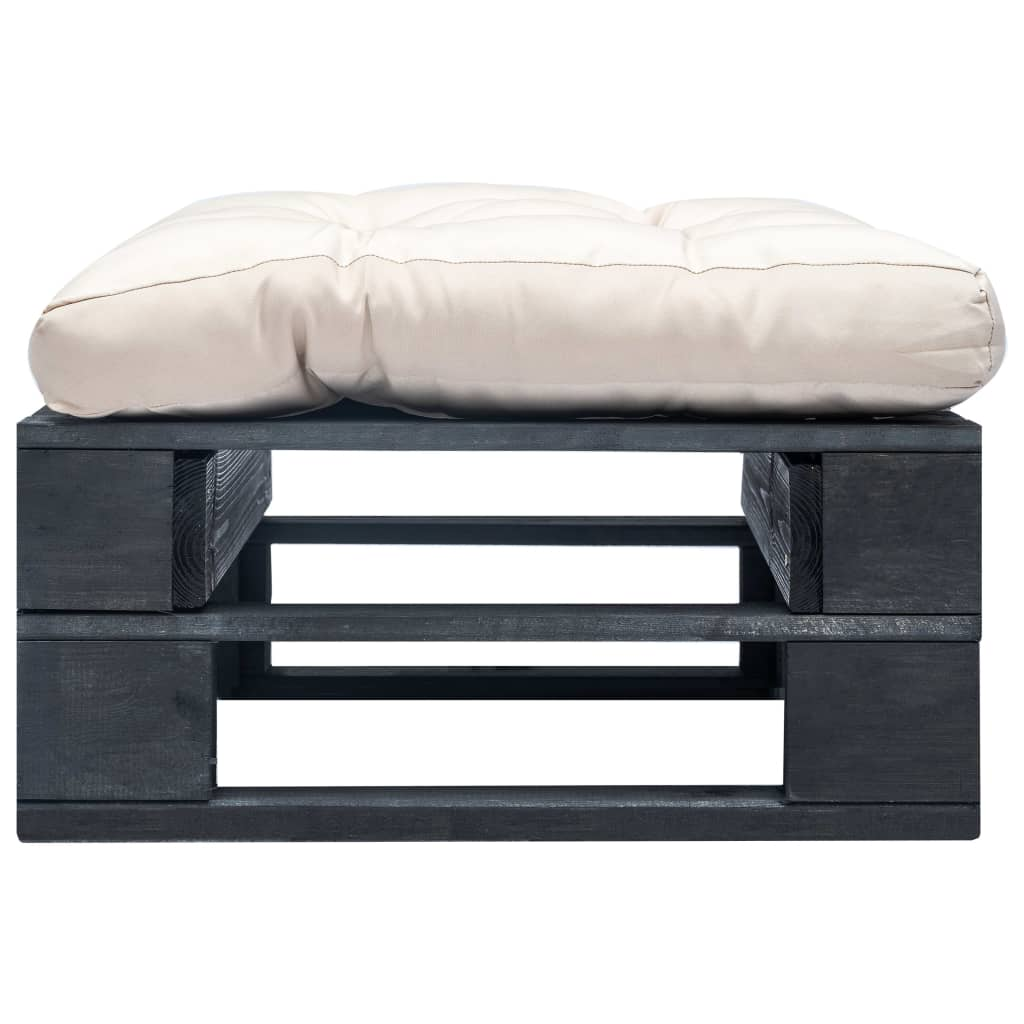 fekete fa kerti raklapzsámoly homokszínű párnával (277407)