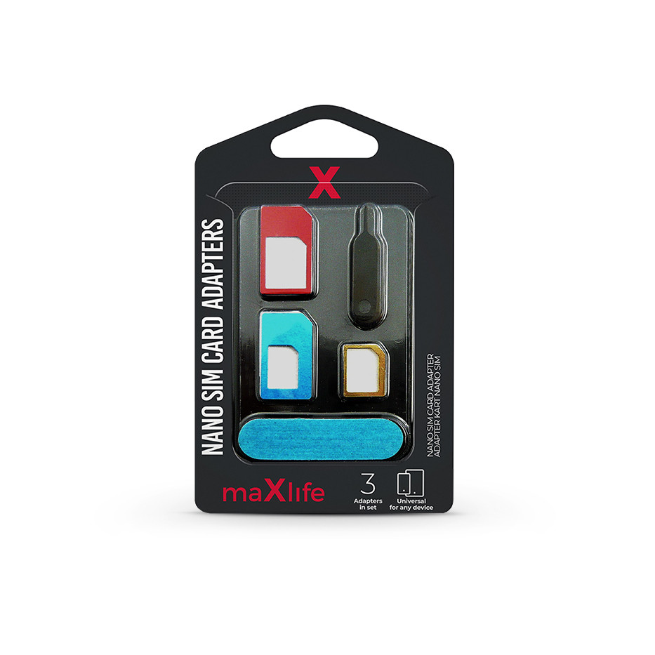 Maxlife Nano és Micro SIM-kártya adapter (3 in 1) kiszedő szerszámmal (TF-0008)
