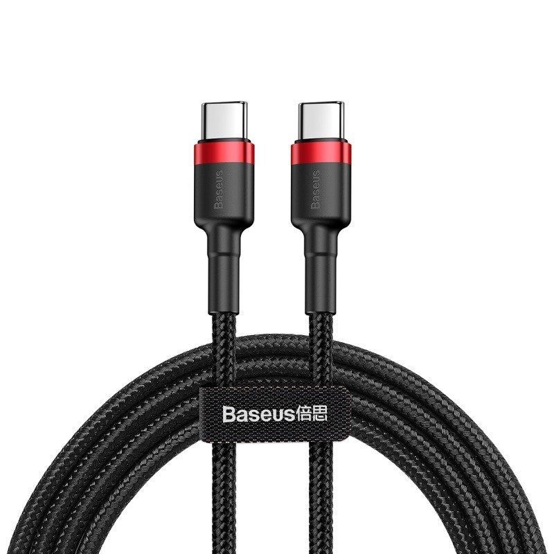 Baseus Cafule USB-C USB-C PD 2.0 QC 3.0 kábel 1m fekete-piros (CATKLF-G91) (CATKLF-G91)
