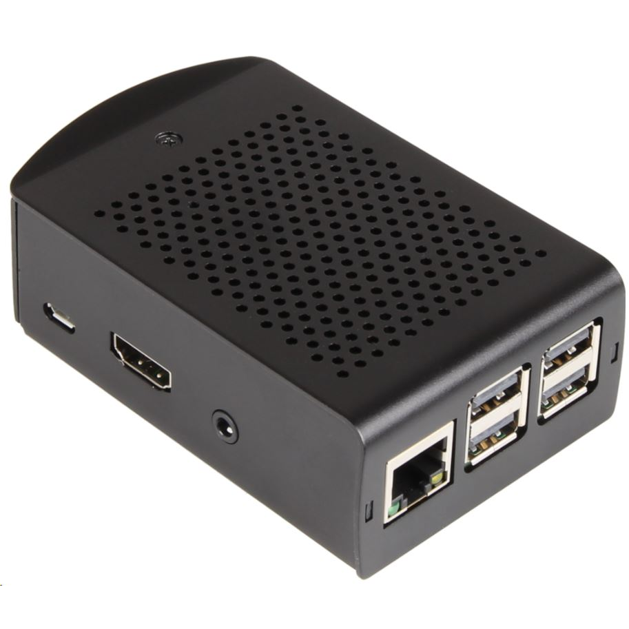Joy-it Raspberry Pi B+, 2B, 3B, 3B+ alumínium ház fekete (RB-ALUCASE+06) (RB-ALUCASE+06)