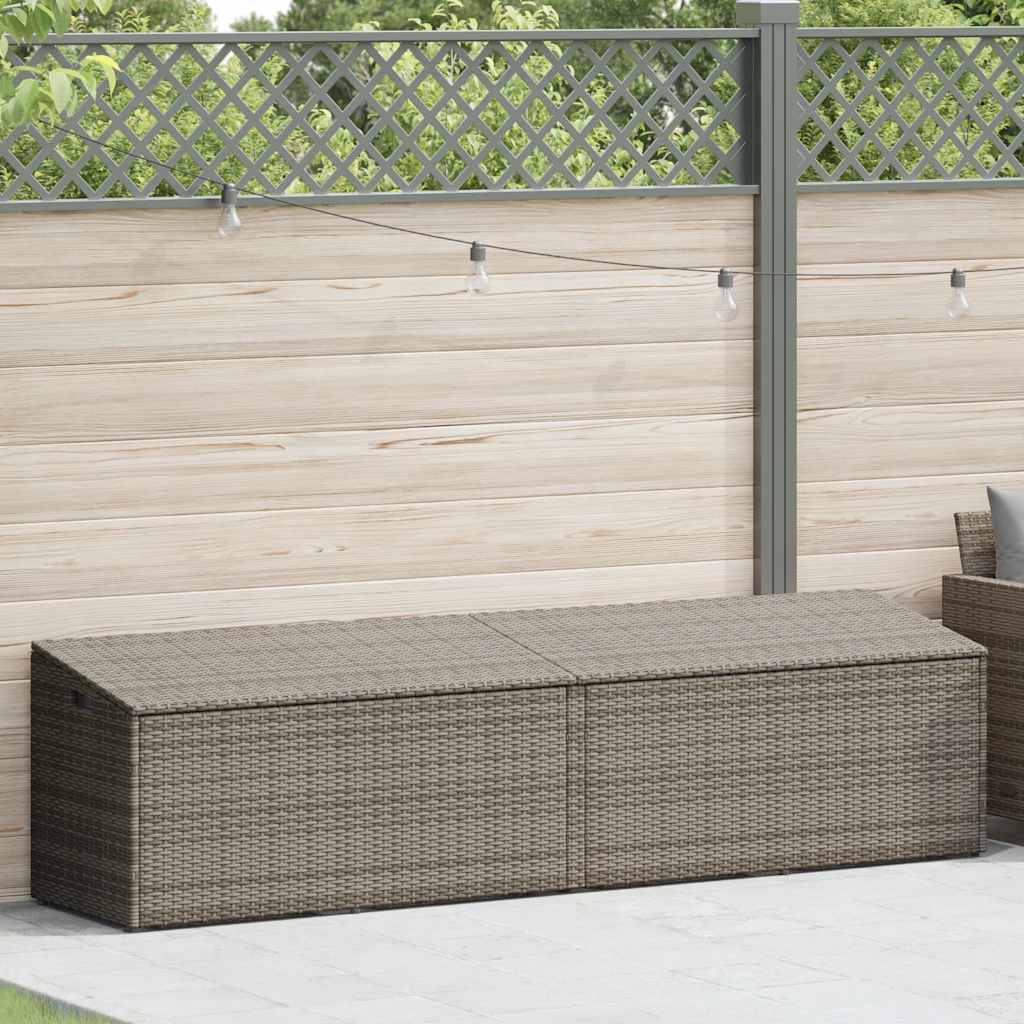 szürke polyrattan kerti tárolóláda 220x50x58 cm (4104076)