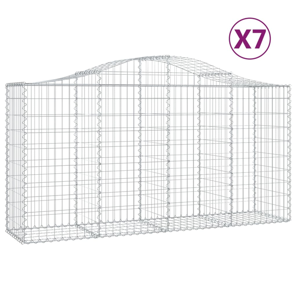 Комплект габионни кошници арка vidaXL, 7 бр, 200x50x100/120 см, Поцинковано желязо, 24.85 Kg