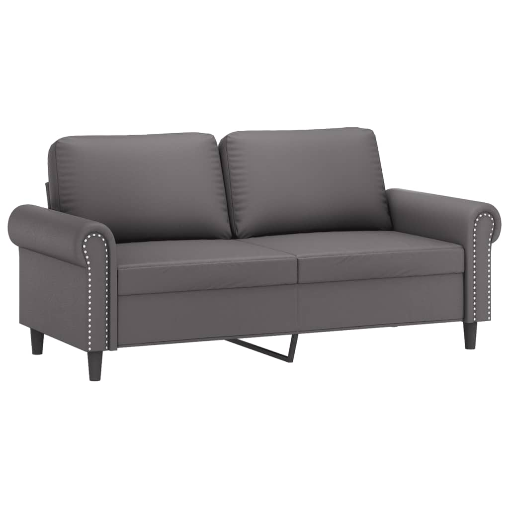 2 személyes szürke műbőr kanapé 140 cm (359506)