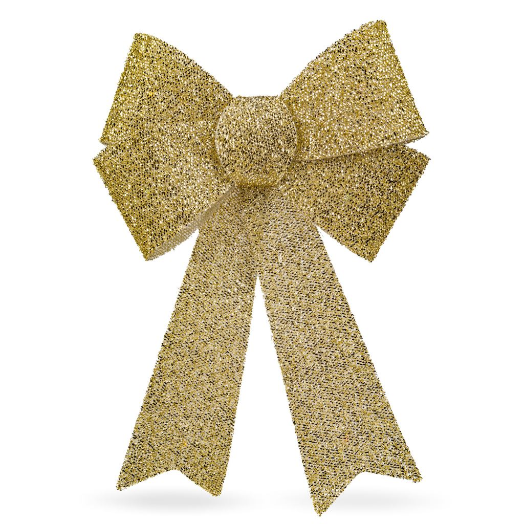 Family színes LED-es masni dekoráció, fényes arany színű 40x30cm (58956B) (58956B)