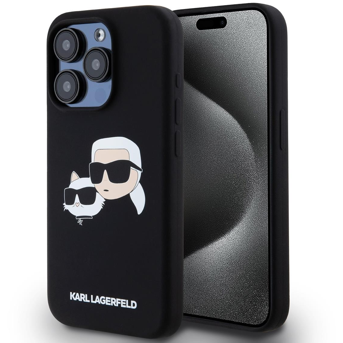 Karl Lagerfeld Liquid Silicone Double Heads MagSafe iPhone 15 Pro Black tok (KLHMP15LSKCHPPLK)