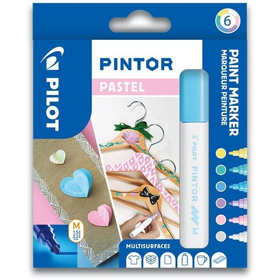 Pilot Pintor akril dekorációs toll közepes hegy, 6-os készlet, Pastel