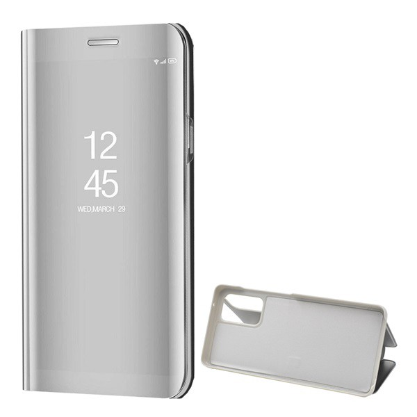 Tok álló (aktív FLIP, oldalra nyíló, asztali tartó funkció, tükrös felület, Mirror View Case) EZÜST [Samsung Galaxy A72 5G (SM-A726F)] (5996591043678)