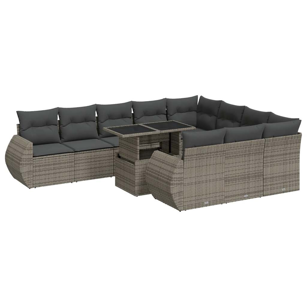 11 részes szürke polyrattan kerti ülőgarnitúra párnákkal (3326711)