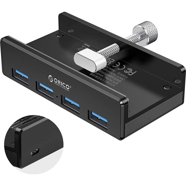 HUB USB Orico USB 3.0 aktywny, micro USB, biurkowy 4x USB A (MH4PU-P-BK-BP)