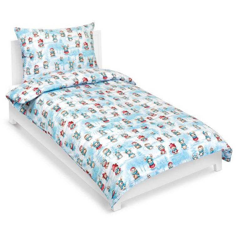 BELLATEX Linen cotton 90/CH47 animals in winter 140 × 200, 70 × 90 cm (12162)
