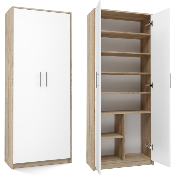Archivador Oliv 2d 74x35x180 Cm, Sonoma/blanco