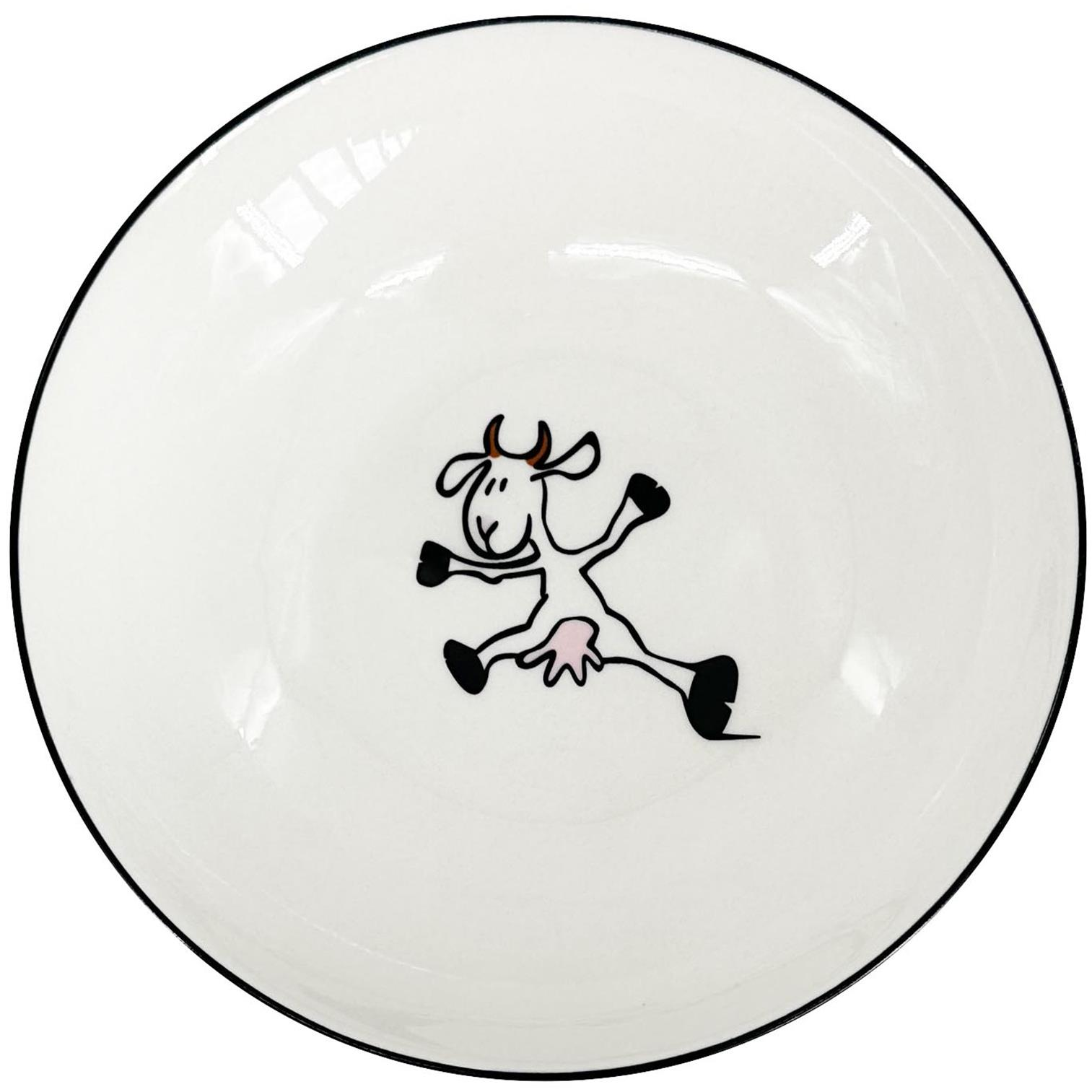 by inspire Tálka / mélytányér, kecske, 19,5×4 cm, fehér + fekete szegély (7332-0D-10)