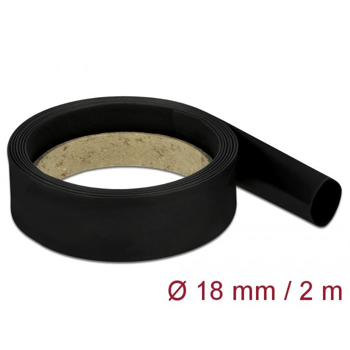 Delock hőre zsugorodó cső 2m x 18mm fekete (18984) (delock18984)