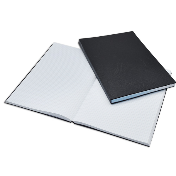 Bluering Beírókönyv A4, 200lap fekete PVC borító,  kockás