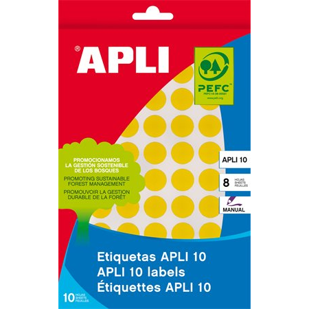 Apli 16mm Kézzel írható kör etikett 432db/csomag - Sárga (02738)